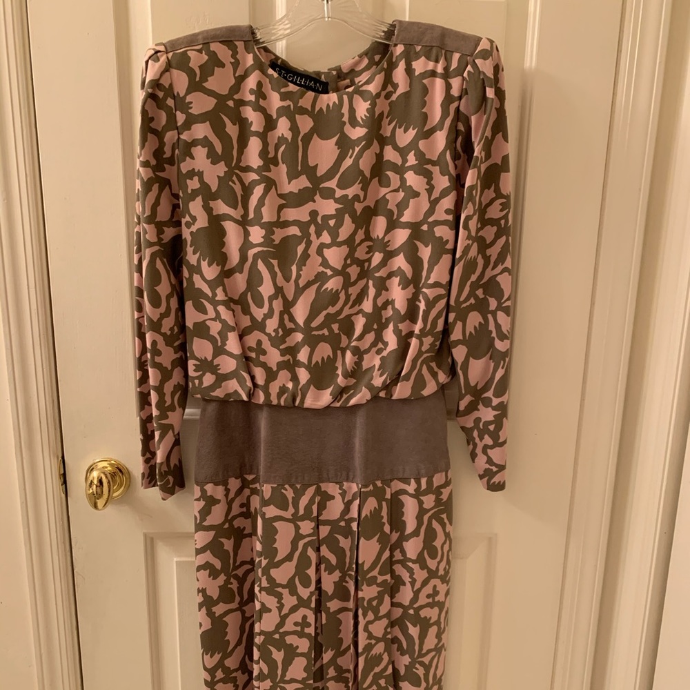 St Gillian By Kay Unger Pink Floral Silk Dress
